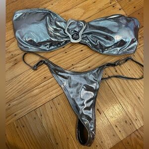 Never worn silver buckle bikini set size M
